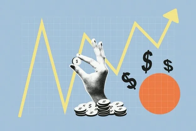 Newspapers and market data illustrating economic uncertainty